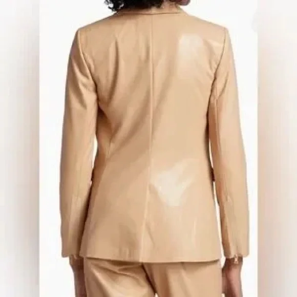 Alice + Olivia Women’s Almond Faux Leather Jacket Size 4 - Picture 2 of 16